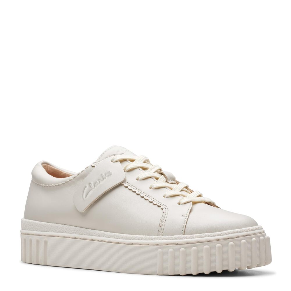 NWT Clarks Women’s Mayhill Walk Sneakers Off White Leather Size 8 Wide